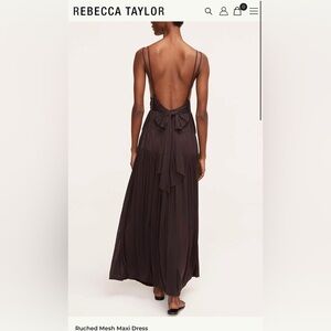 Rebecca Taylor Brown Pleated Backless Gown